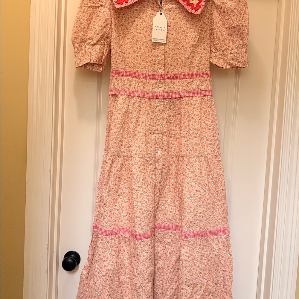 English Factory Pink Puff Sleeve Sundress
